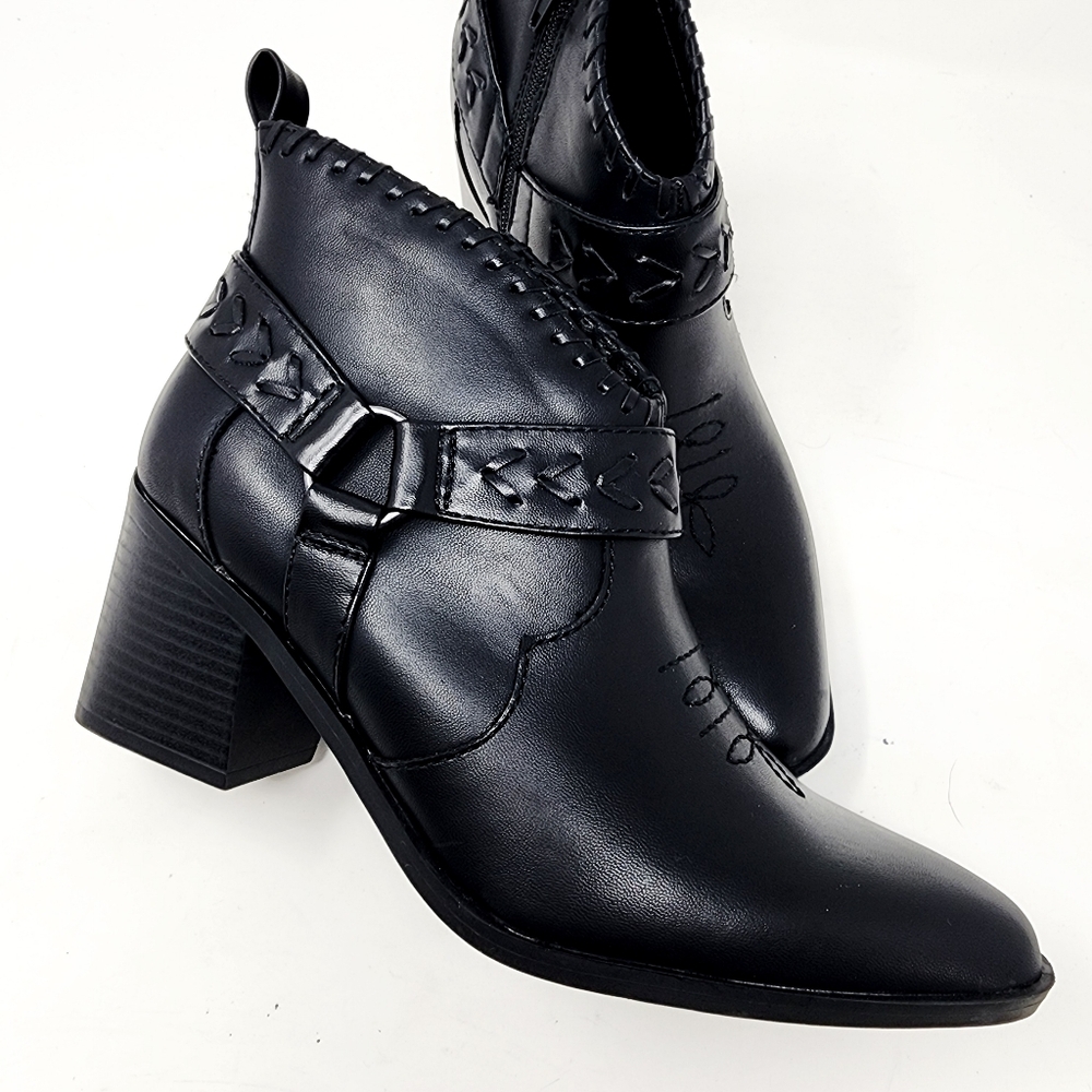 Frye & Co Palma Black Western Ankle Boots Women’s 6M - Picture 8 of 12